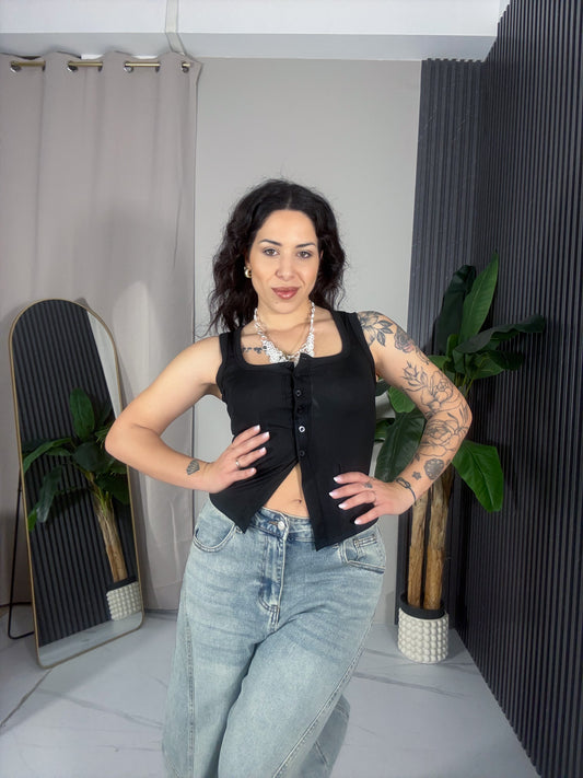 Top costine Nyla nero