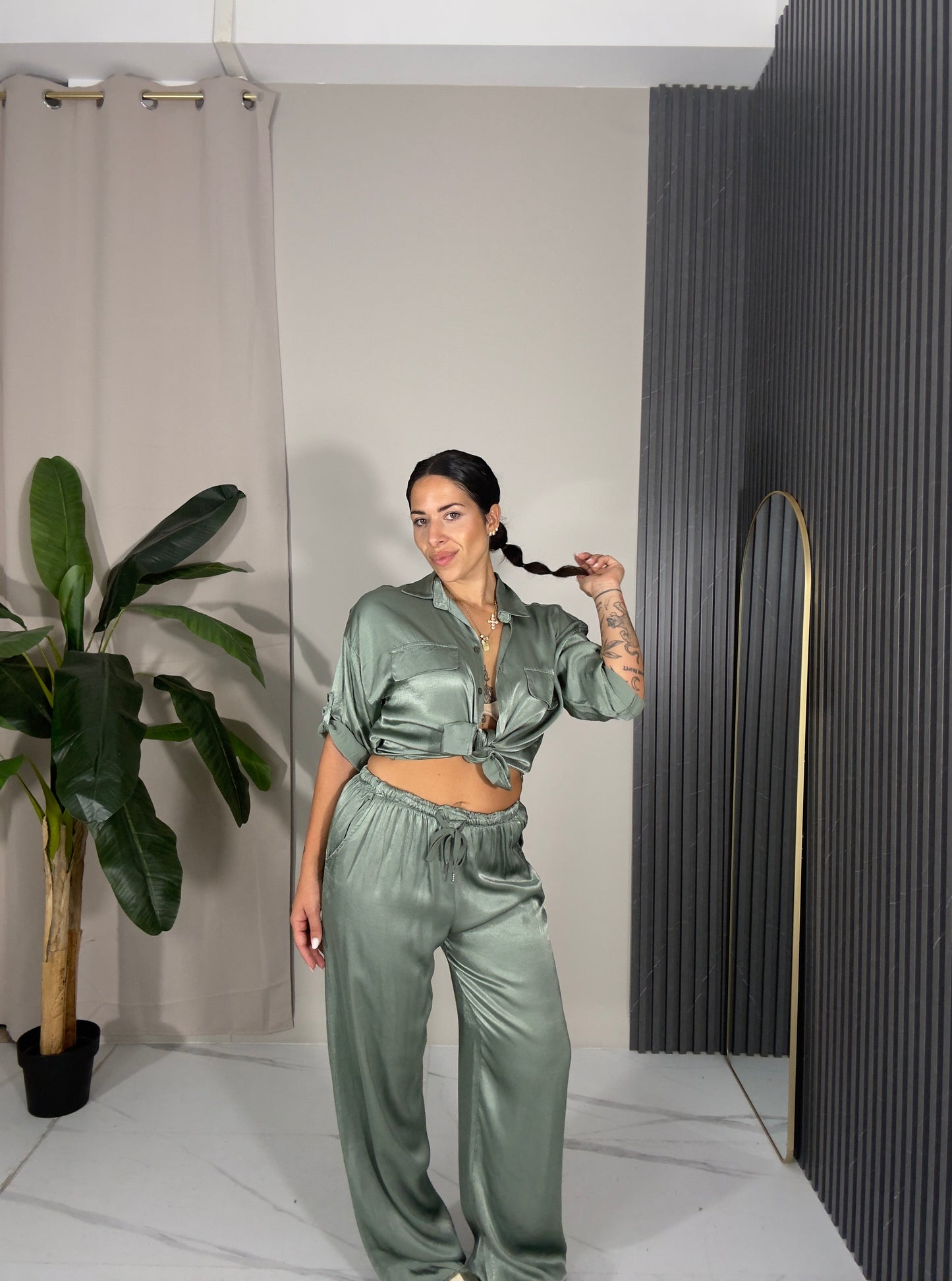 Coordinato satin verde