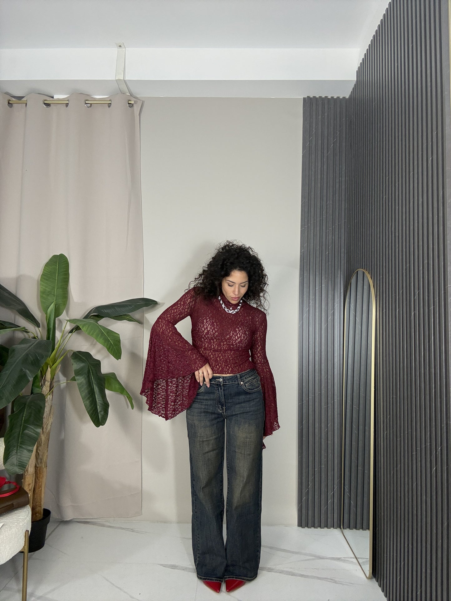 Jeans wide leg sabbiato