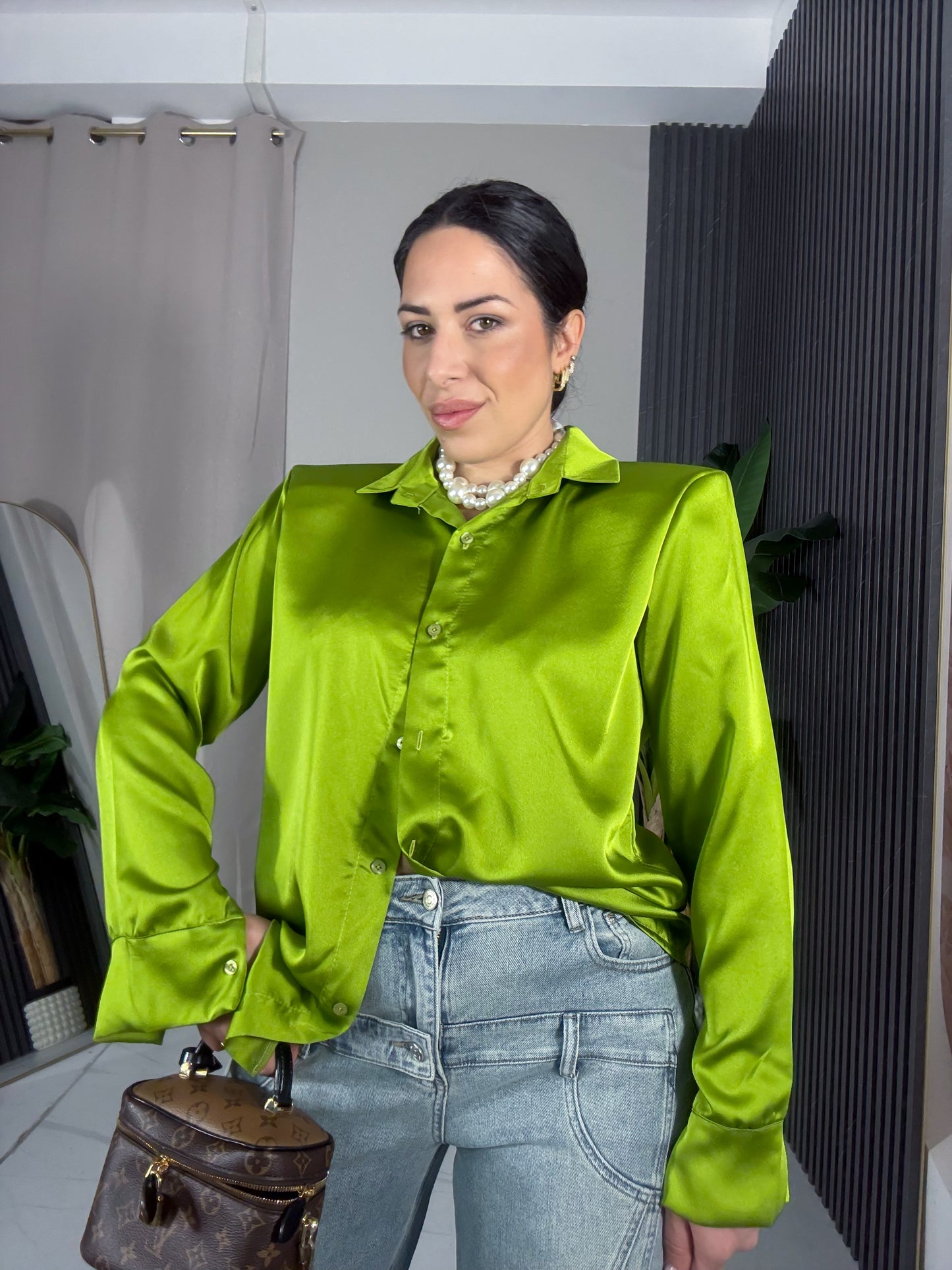 Camicia spalline rasata verde