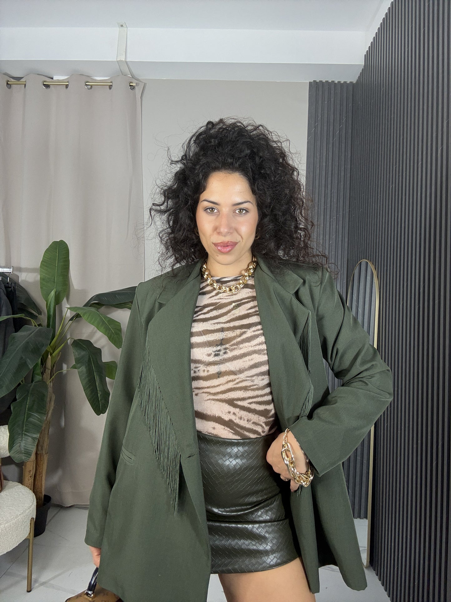 Blazer Over con Frange