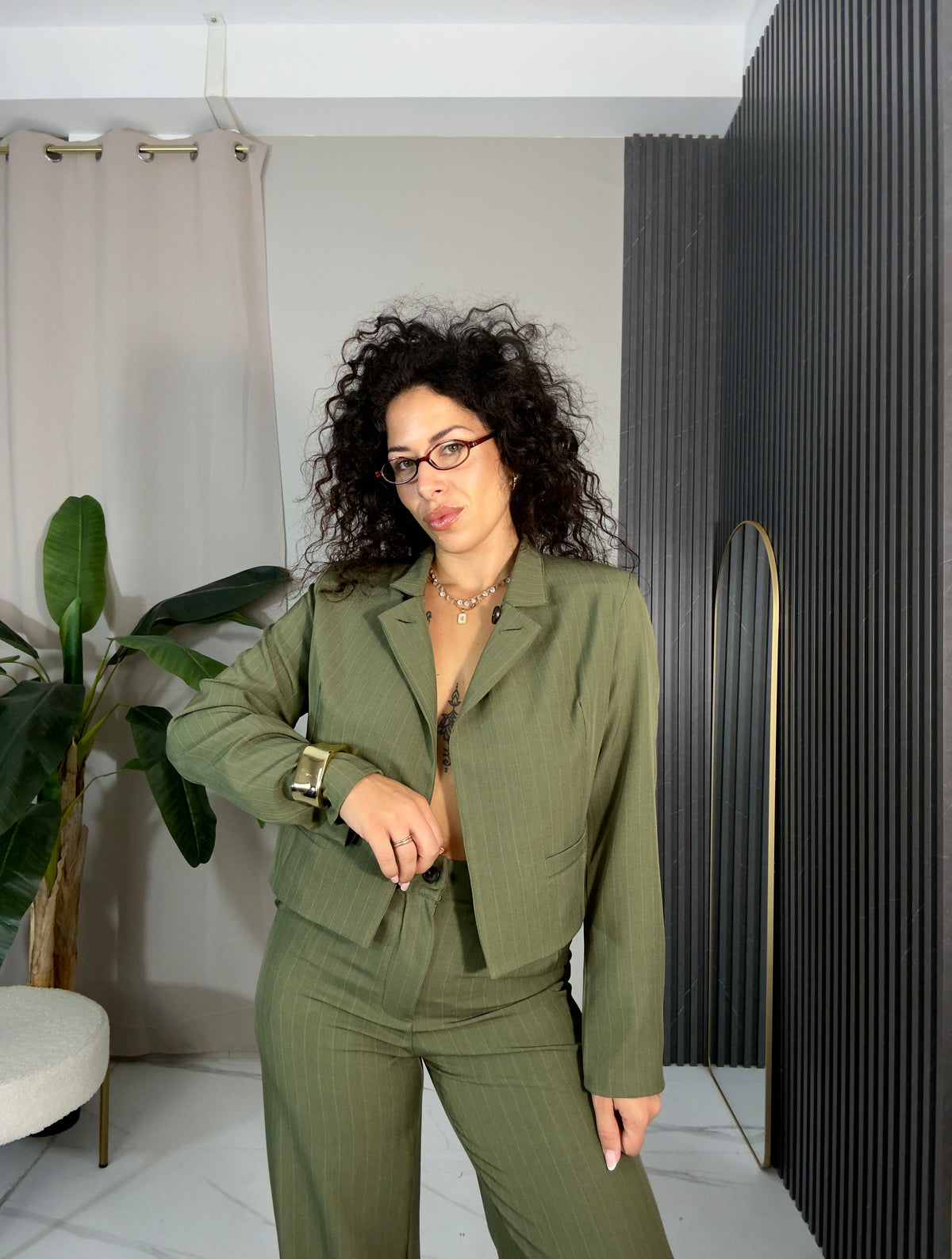Tailleur gessato Verde