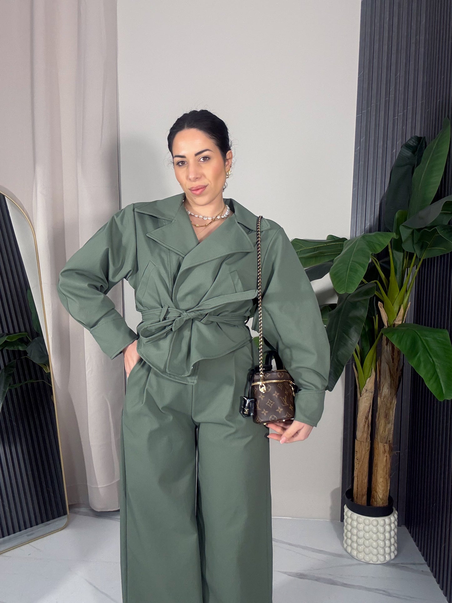 Giacca Verde con Cintura