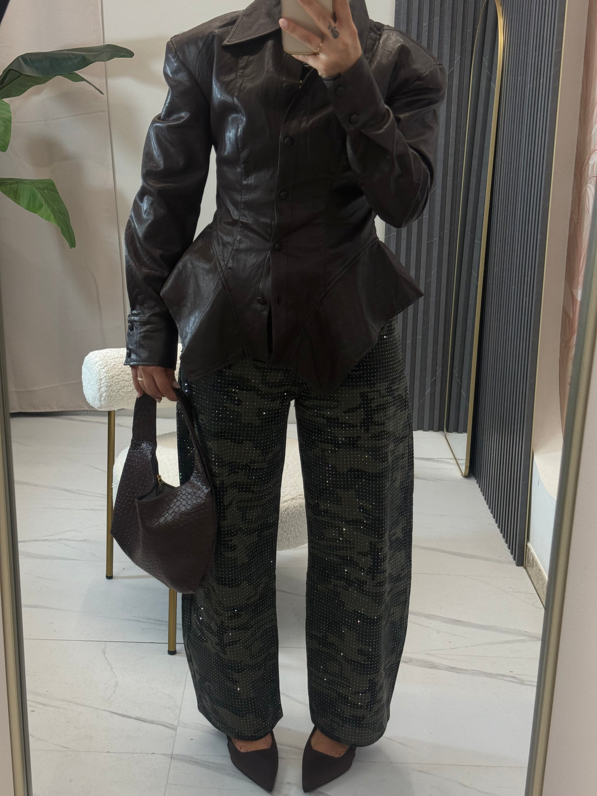 Jeans balloon militare con strass