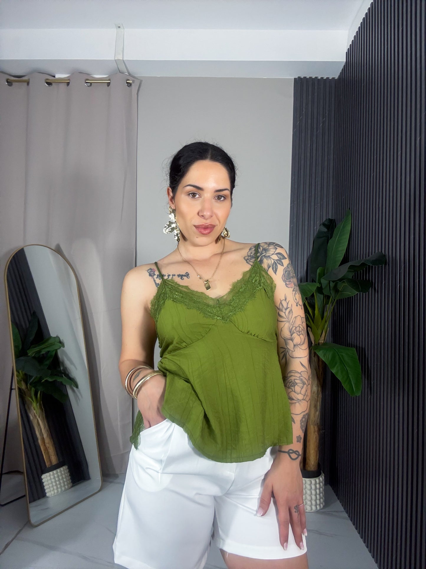 Canotta Lingerie pizzo verde