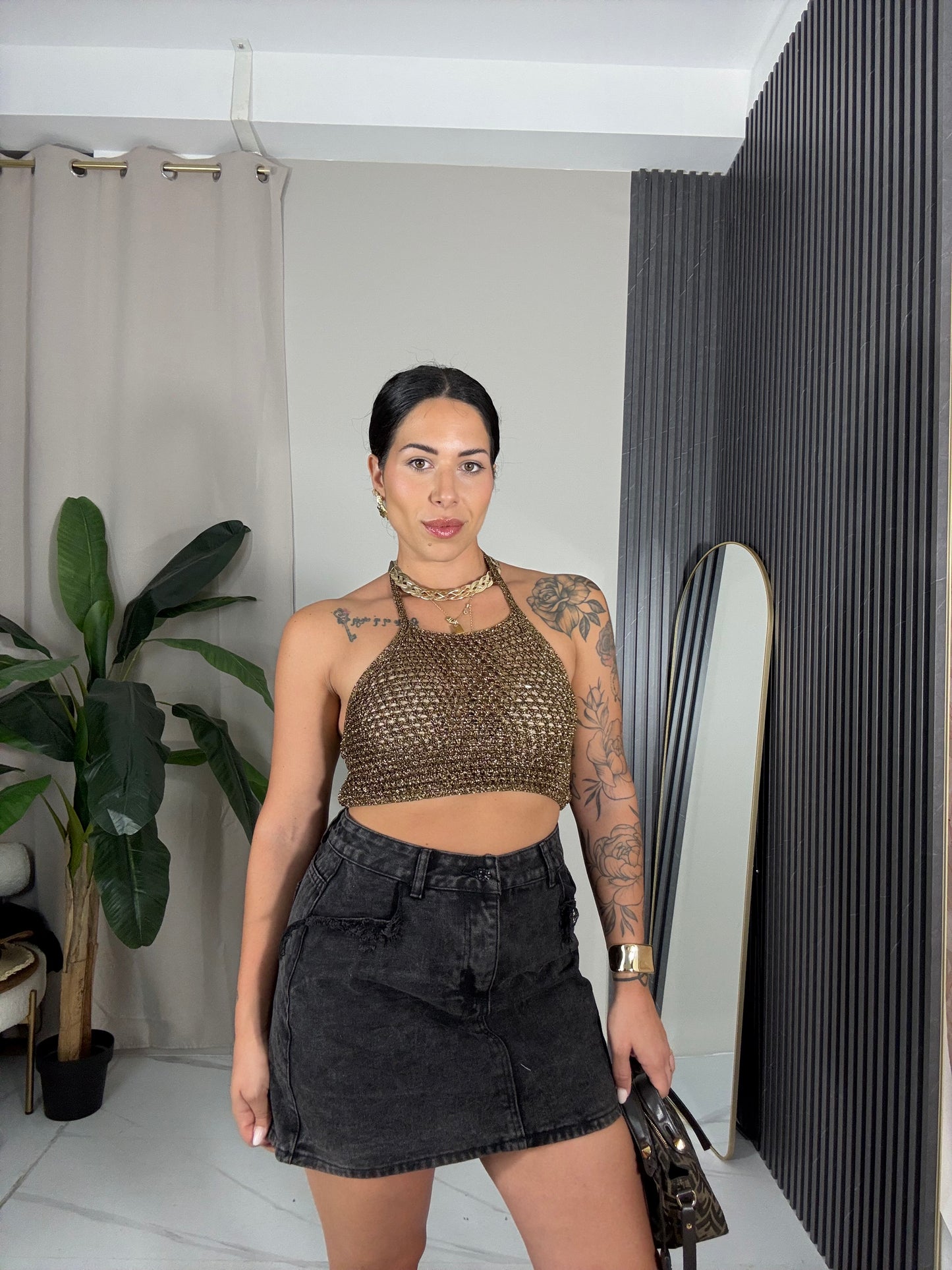 Minigonna in denim nero