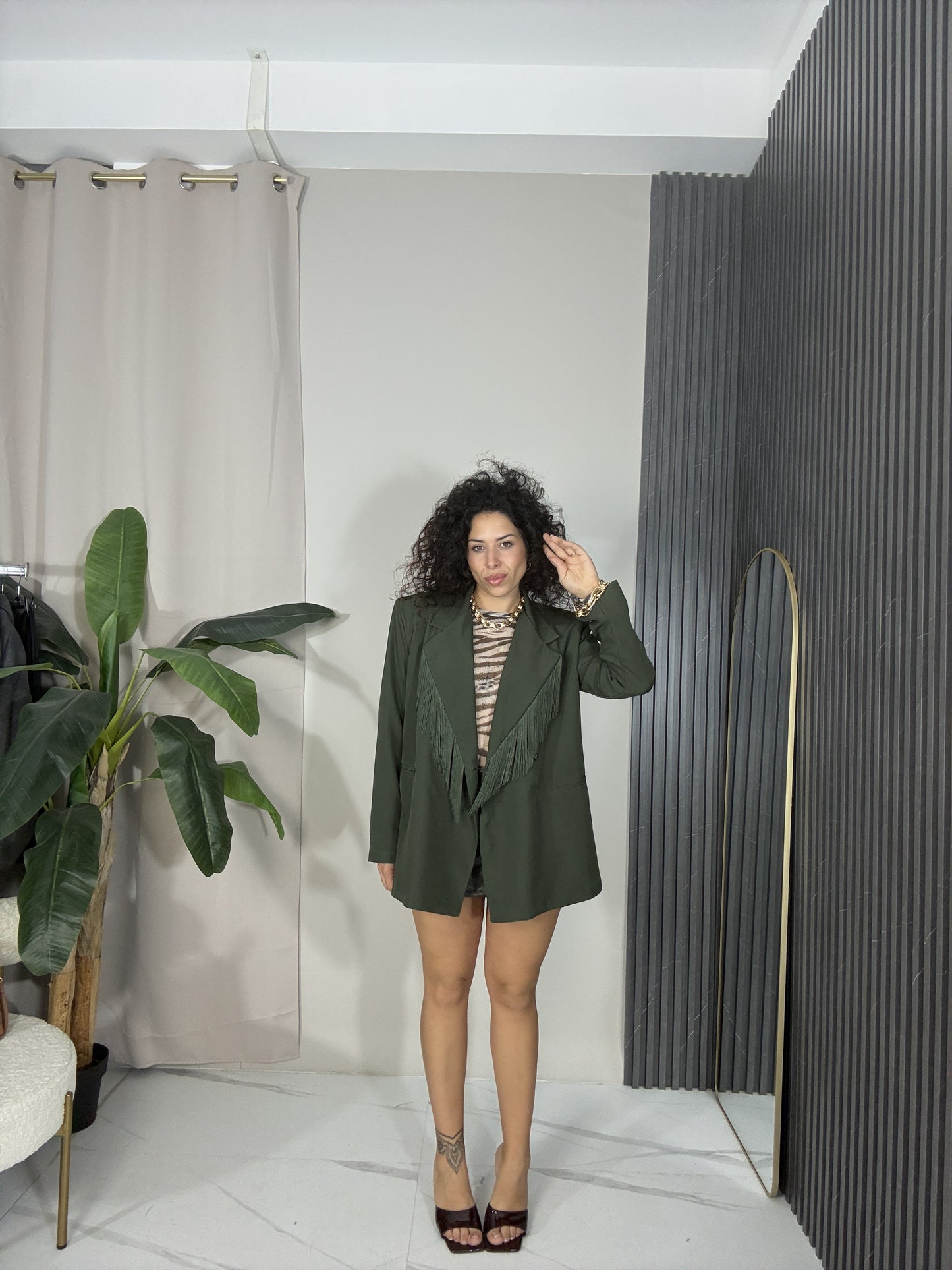 Blazer Over con Frange