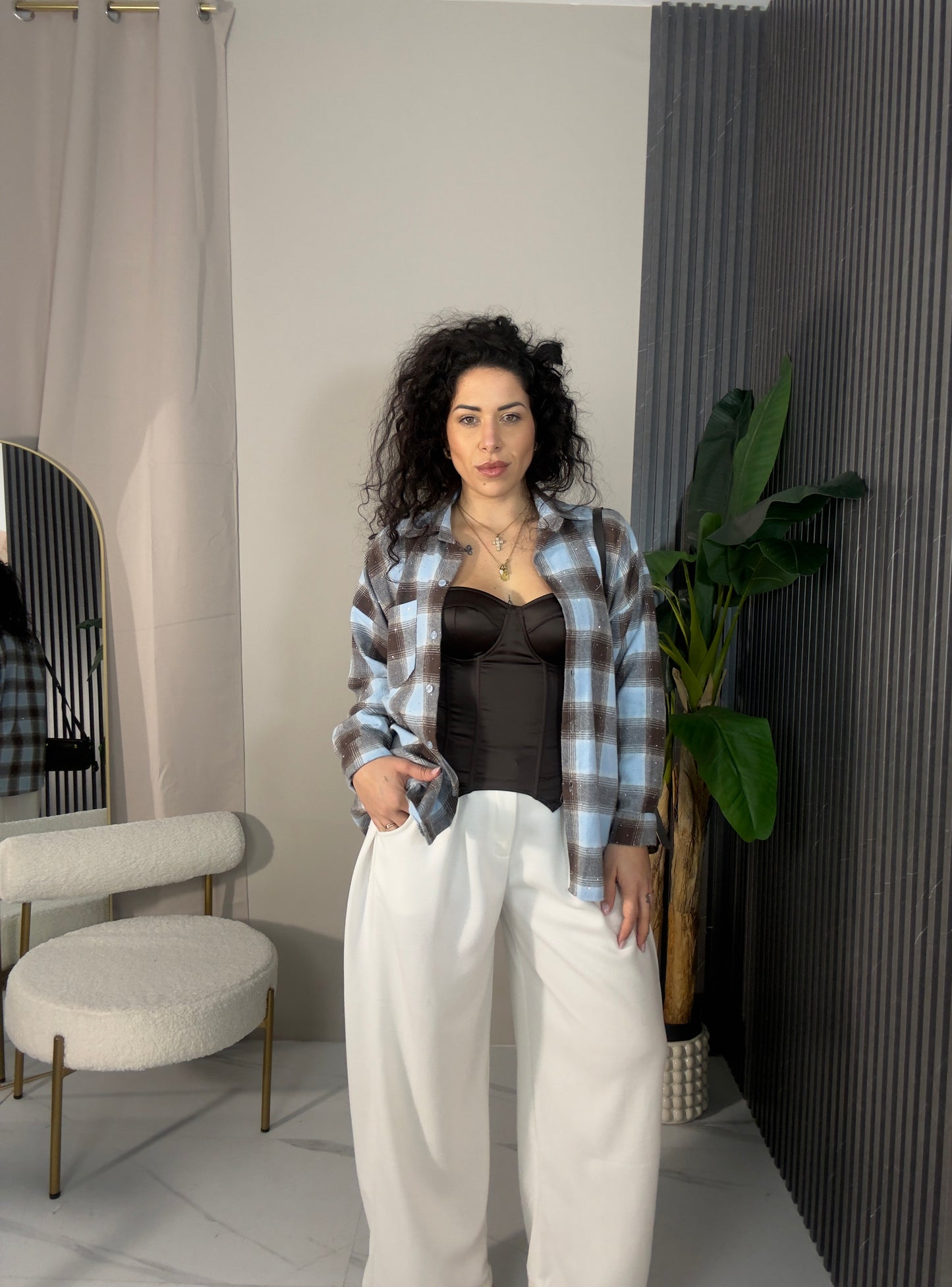 Corpetto in raso marrone