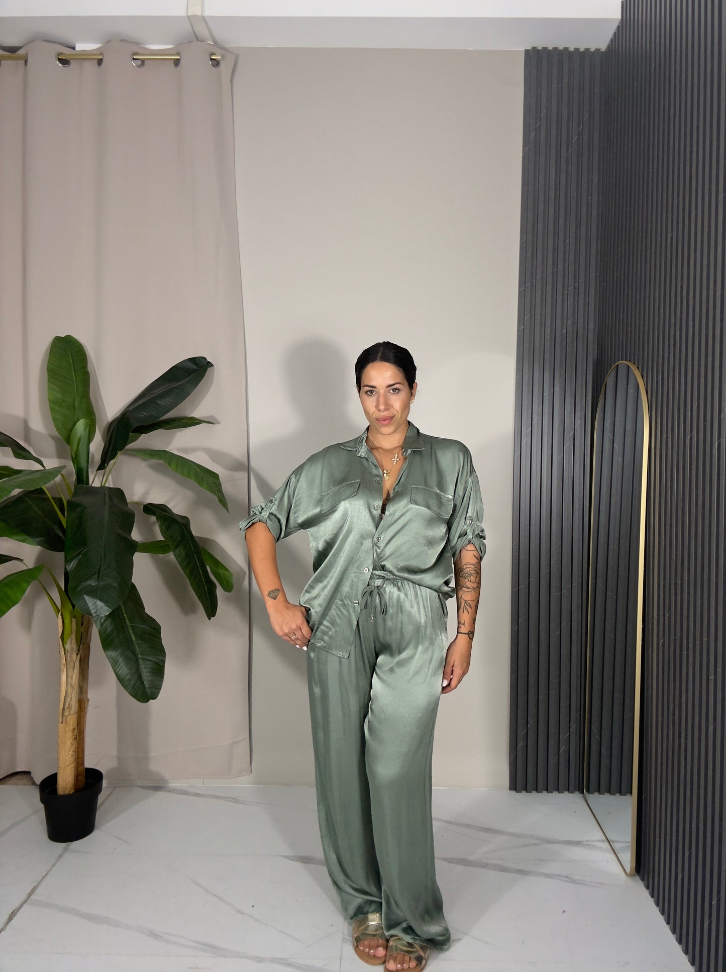 Coordinato satin verde