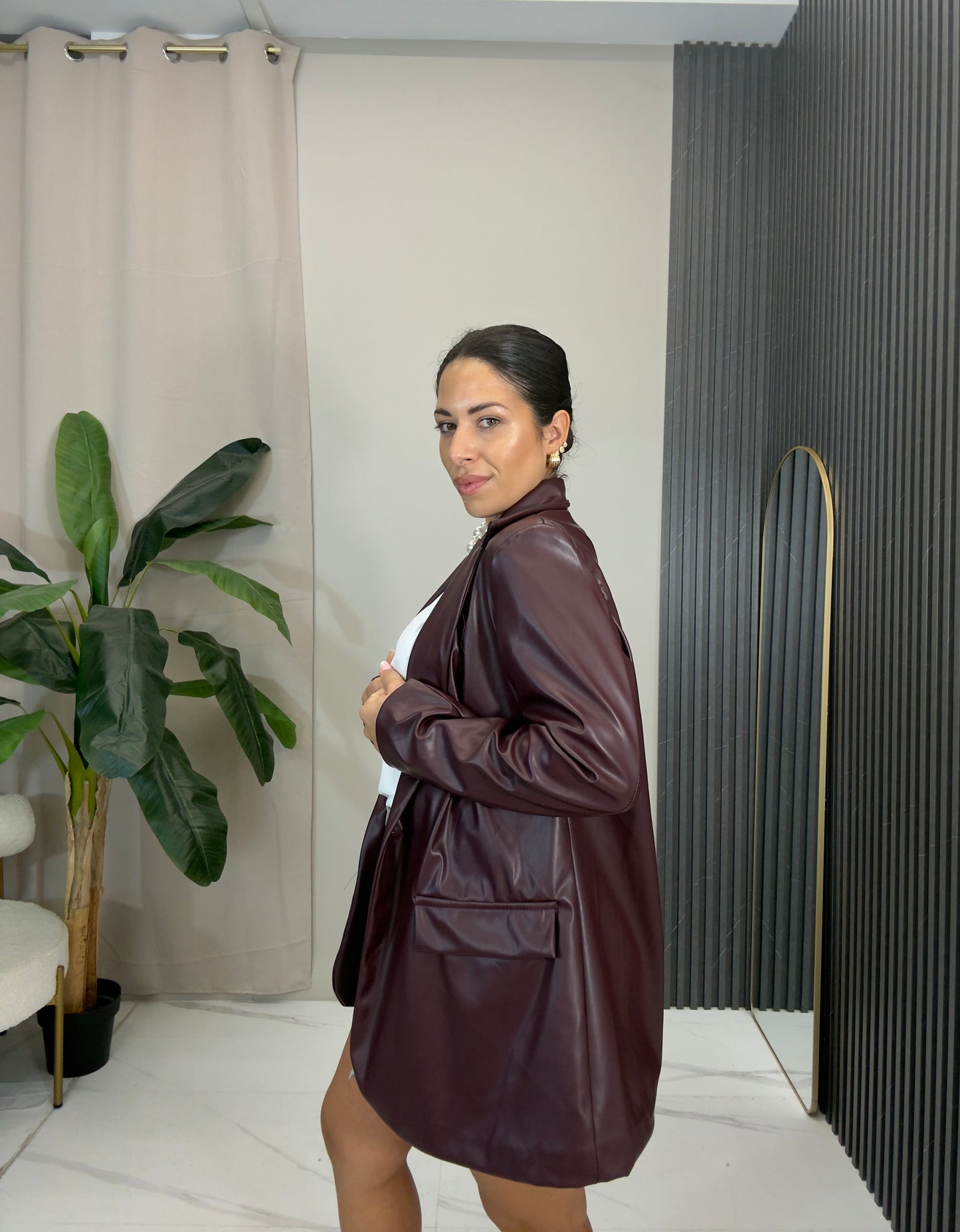 Blazer Over in pelle