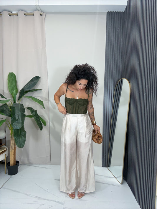 Pantalone palazzo Elena beige