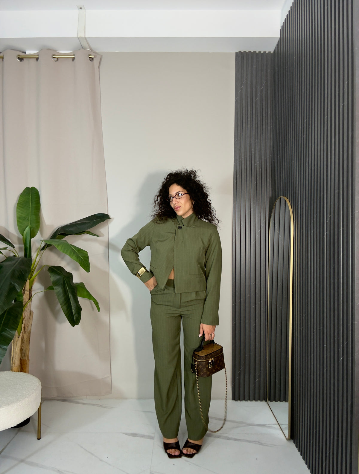 Tailleur gessato Verde