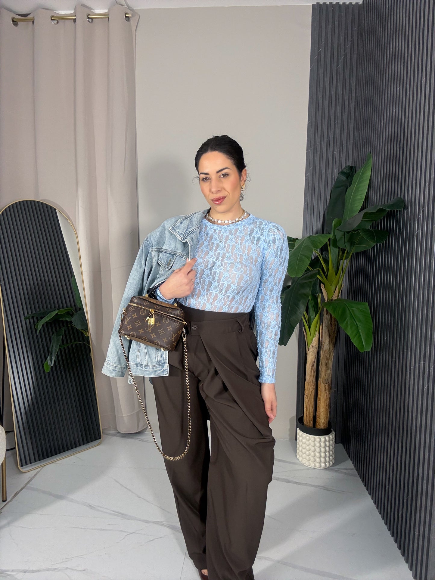 Body Margaret manica lunga celeste