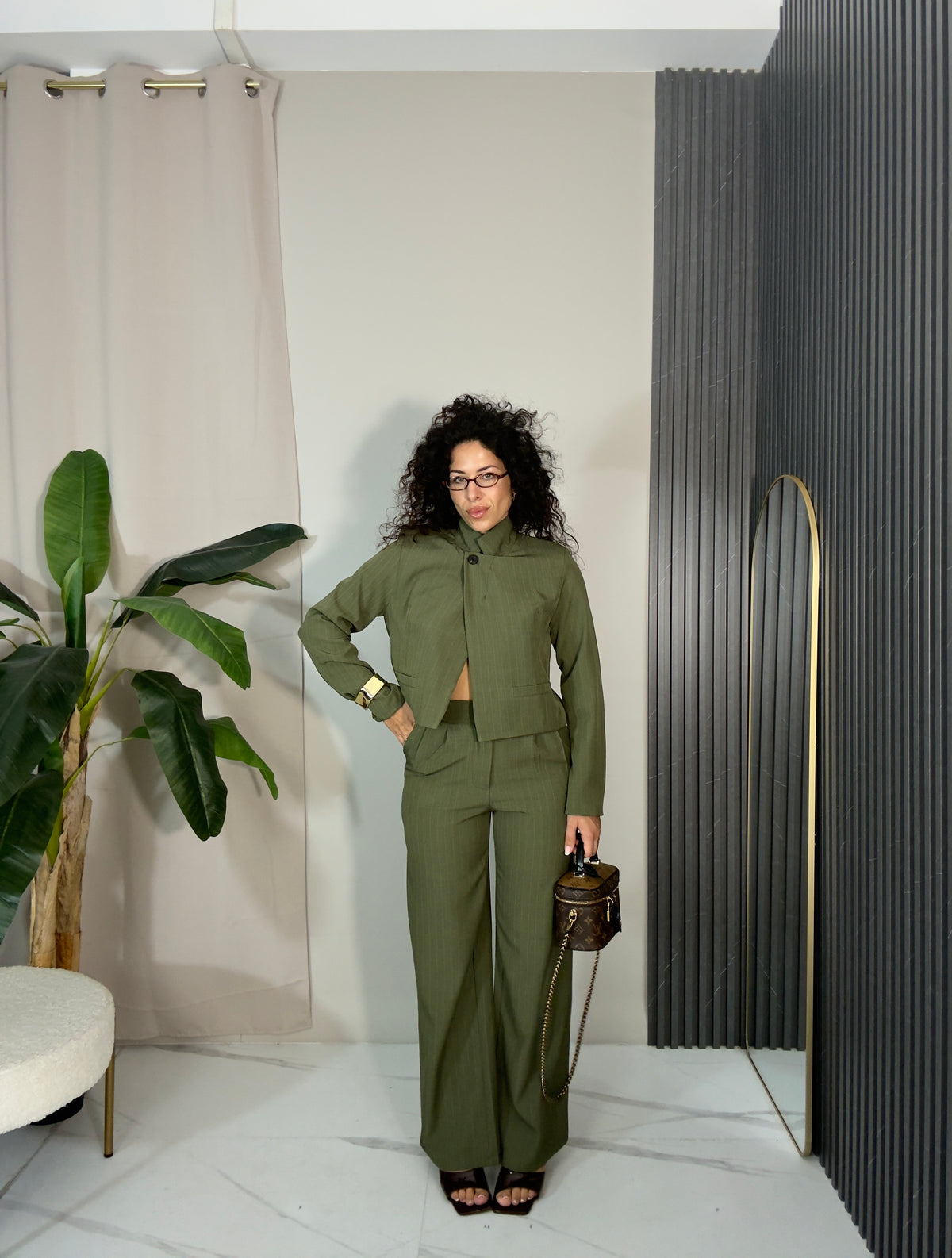 Tailleur gessato Verde
