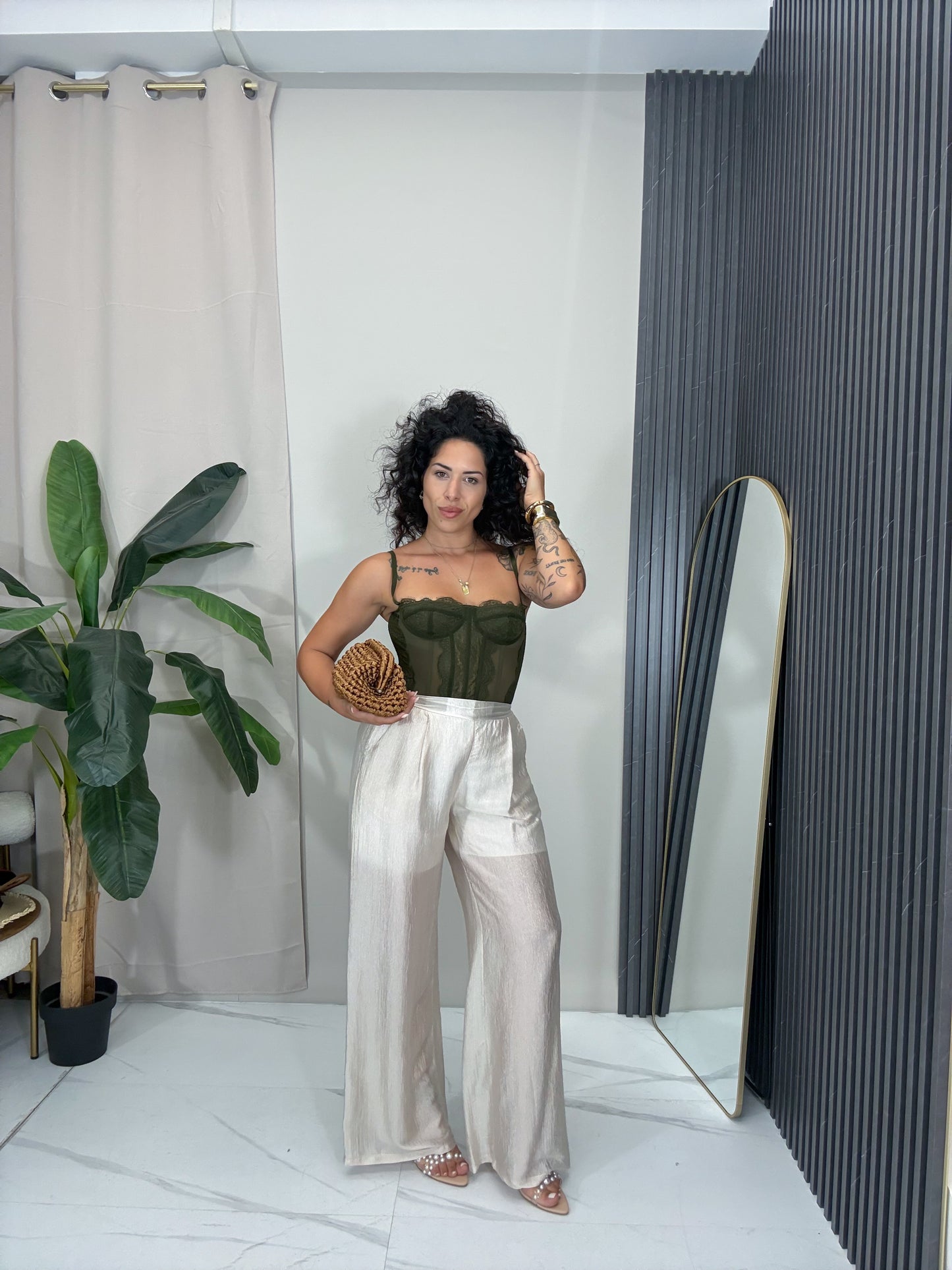 Pantalone palazzo Elena beige