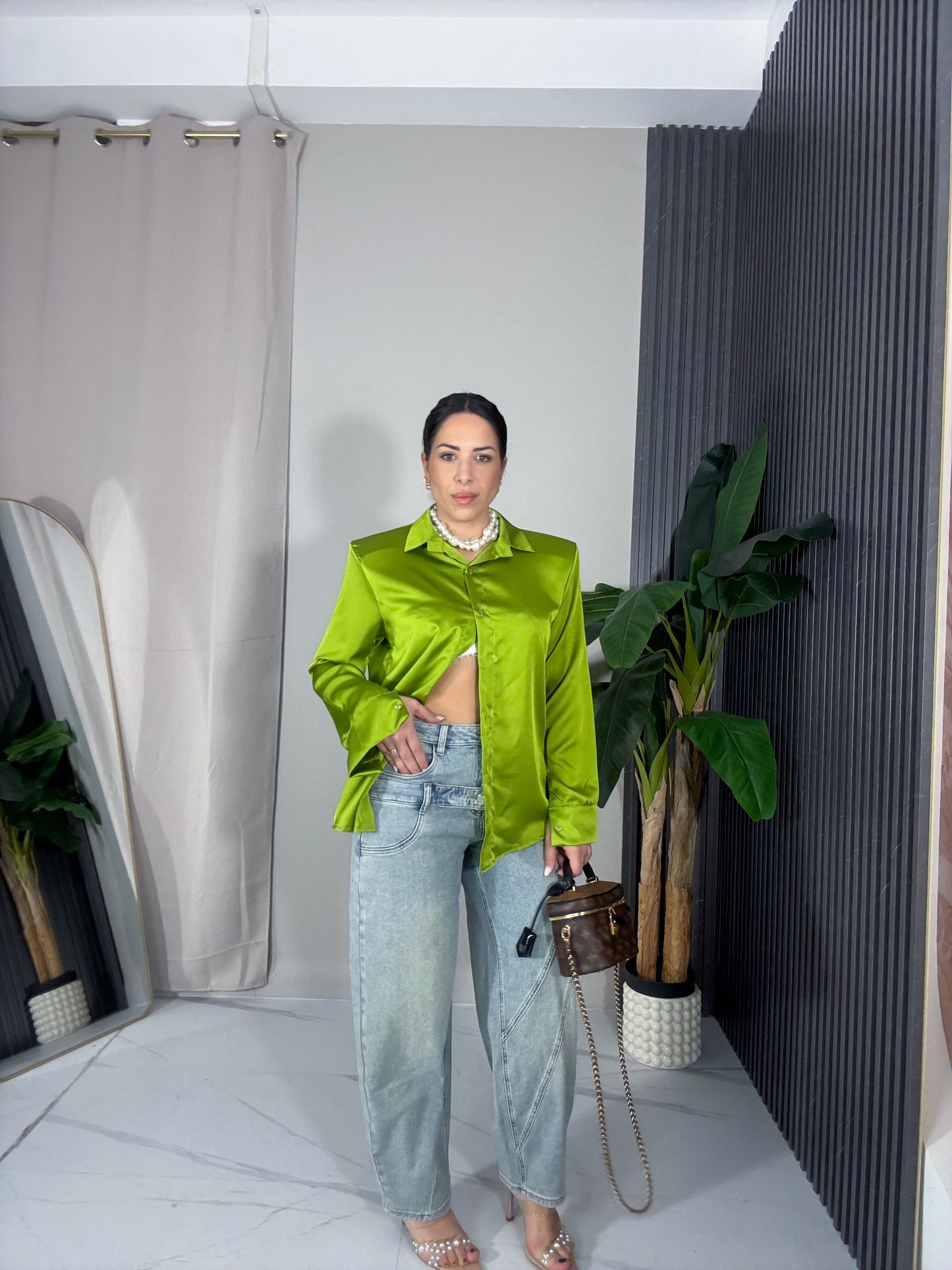 Camicia spalline rasata verde