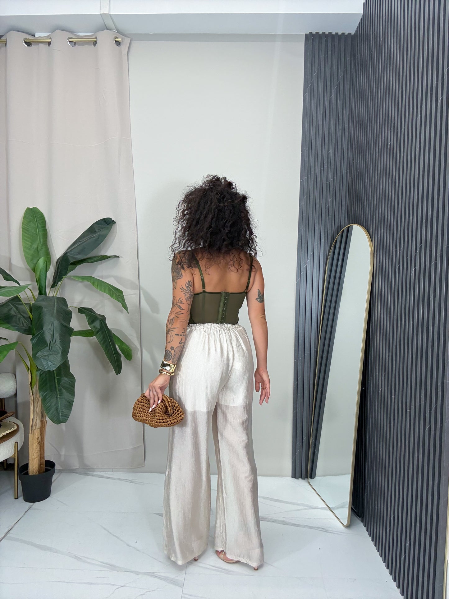 Pantalone palazzo Elena beige