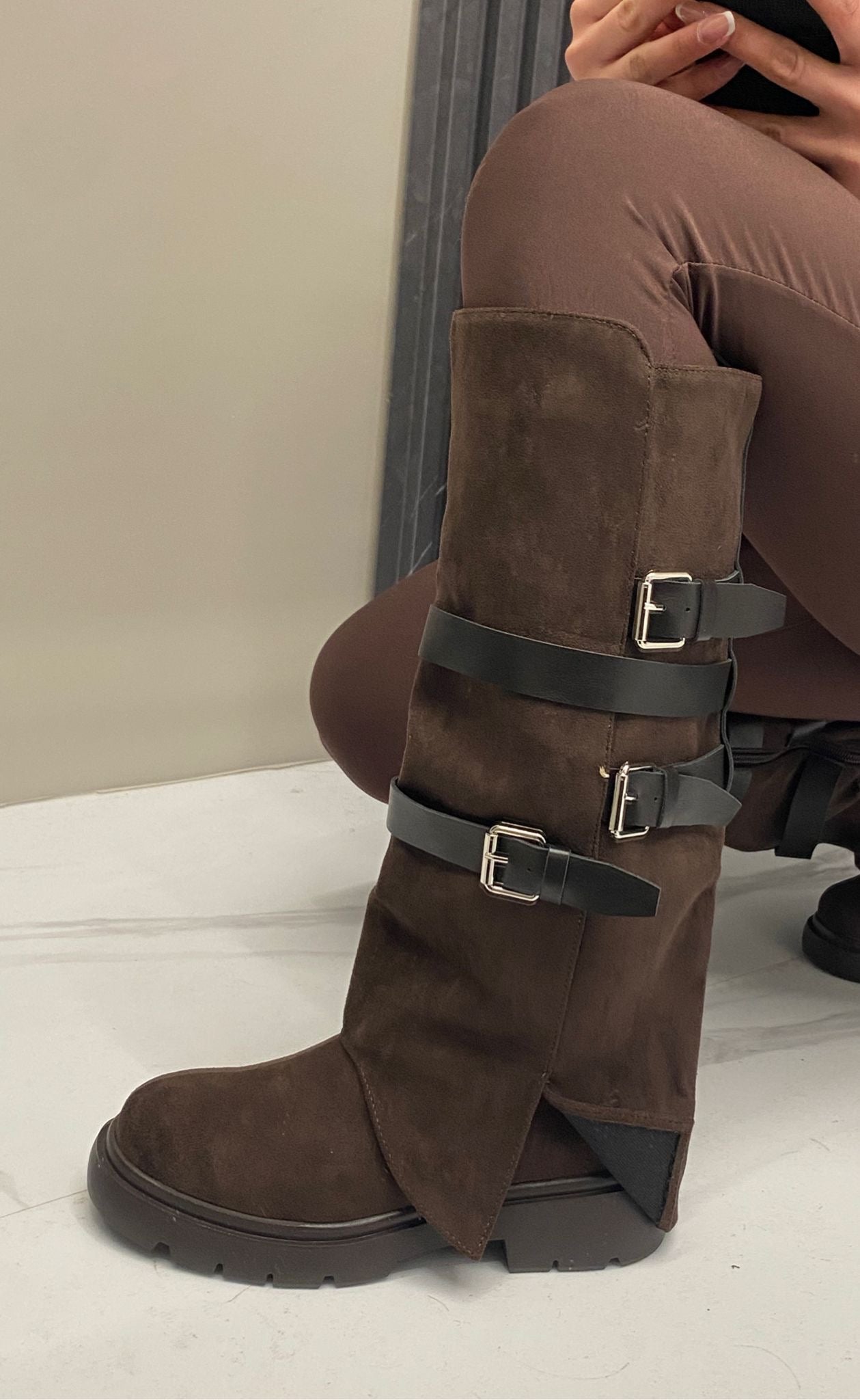 Stivale Bikers suede brown